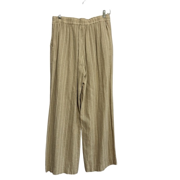 Joie Khaki and White Striped Linen Blend Straight Leg Pants Women’s Size Small - Picture 2 of 7